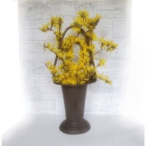 Tall Heritage Brass Basket Planter Long Handle Classic French Chateau VTG Patina